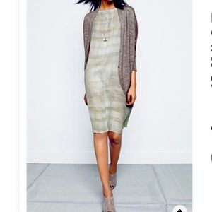 Neutral toned silk dress by Eileen Fisher